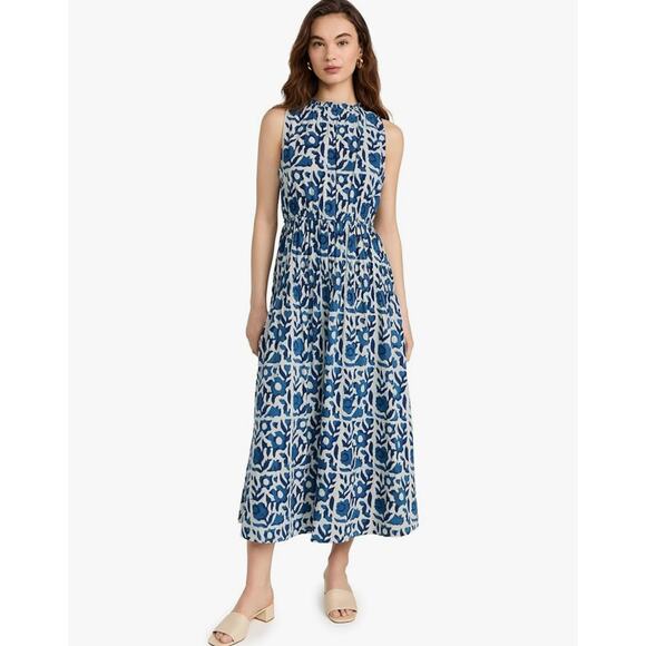 Apiece Apart Dresses & Skirts - Apiece Apart Arte Tiered Midi Tank Dress size Small in Batik Floral indigo